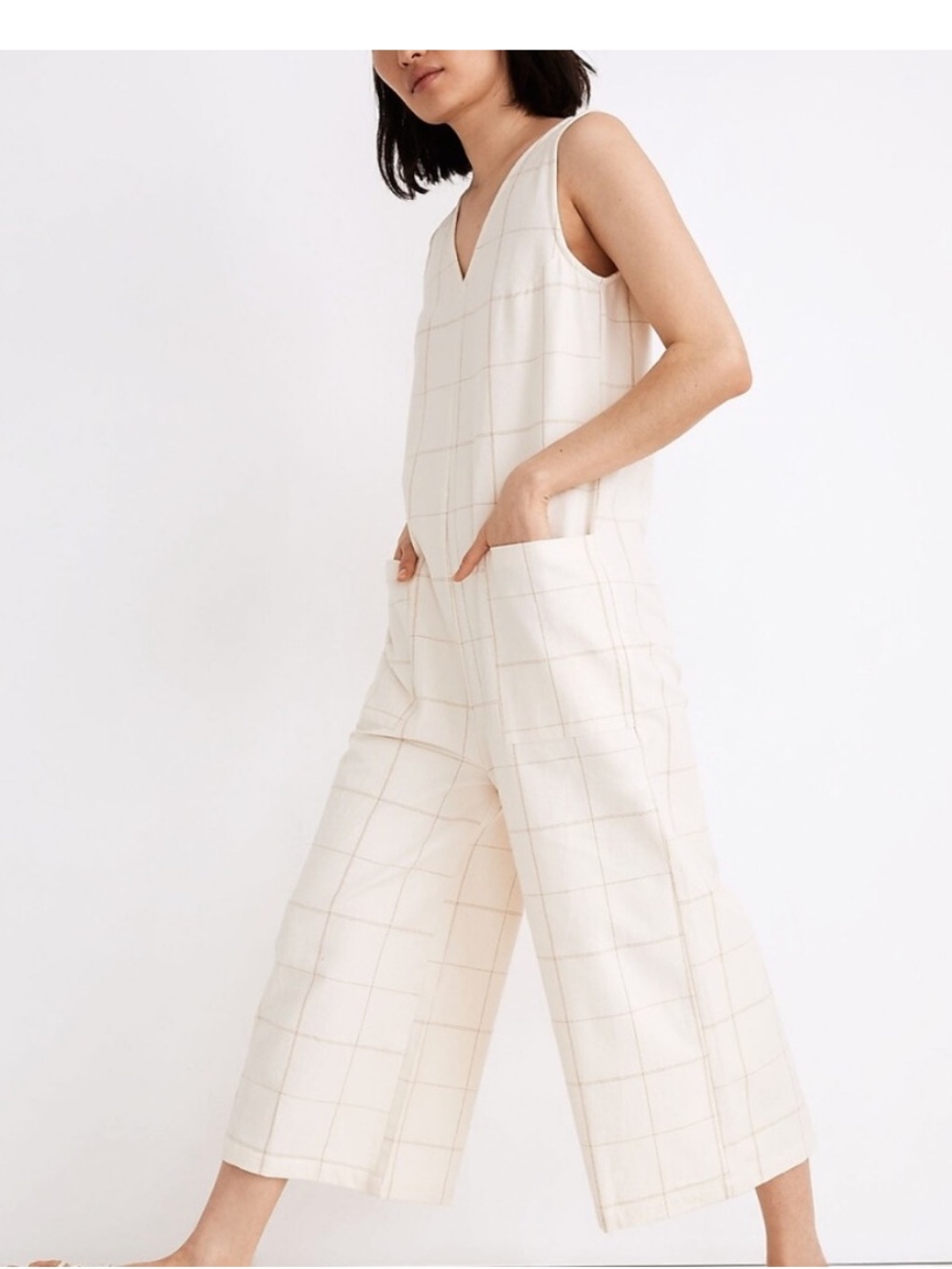 Madewell x LAUDE the Label Windowpane Cropped Jumpsuit Women's Medium NWT - Picture 4 of 13